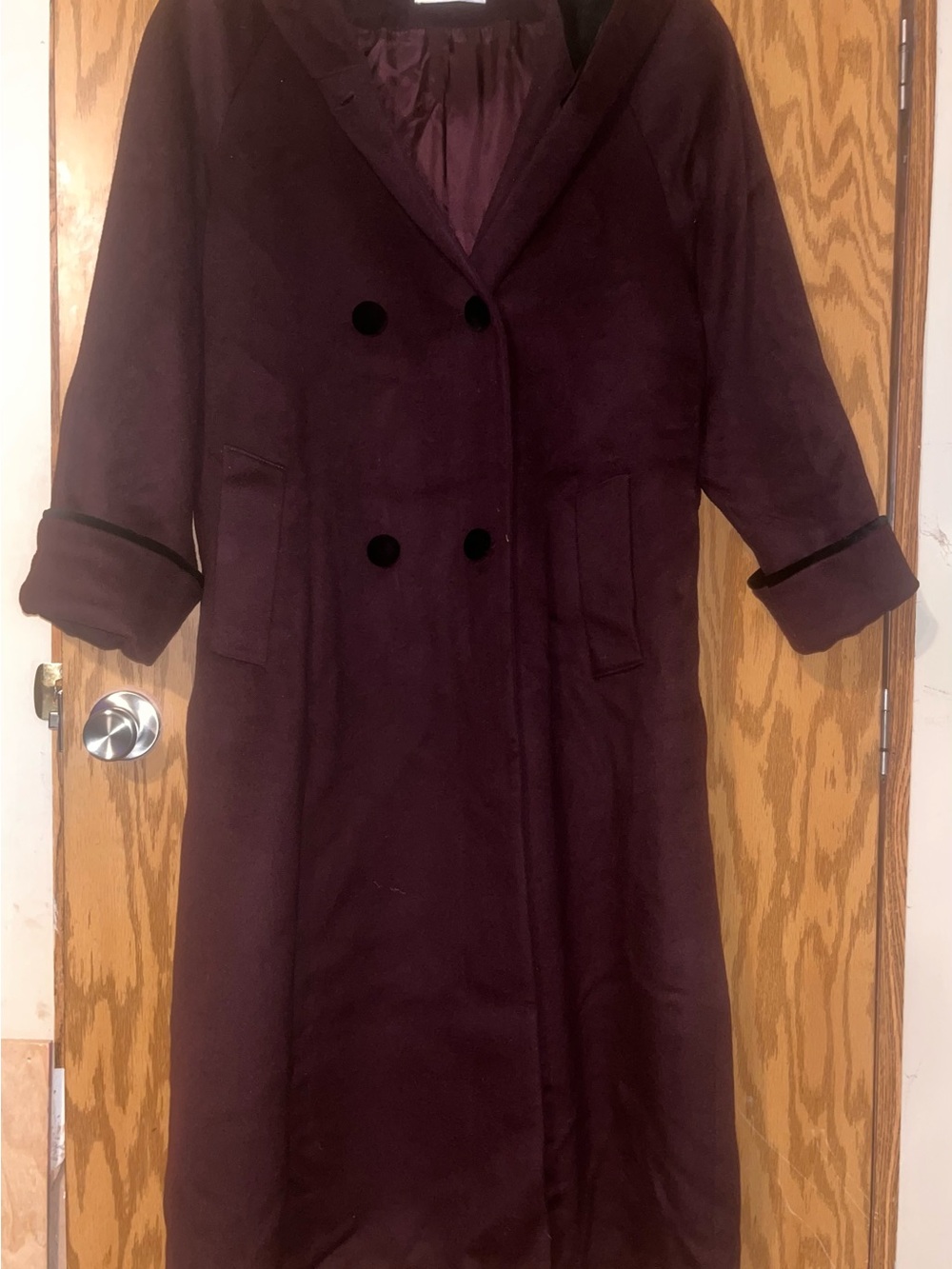 Classic Women's Long Trench Coat - Wine
